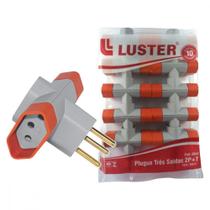 Pino 3 Saidas Luster 2 Polos+Terra 10A. Cinza/Laranja 2043 - Kit C/10 Pecas