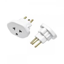 Pino Adaptador Flp Universal 10A. 2 Polos+Terra Branco ./ Kit Com 10 Peças Pino Adaptador Flp Universal 10A. 2 Polos+Terra Branco ./ Kit Com 10 Peças