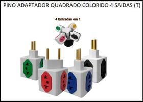 Pino adaptador quadrado colorido 4 saidas (t)