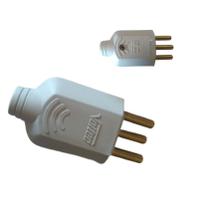 Pino de Tomada 10a Macho Maciço 3 Pinos Tripolar Fino 2P+T p/ Cabo Branco