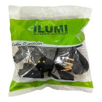 Pino Macho Ilumi Gigante Angular 2P+T 20a 250v Preto - Embalagem com 10 Unidades Pino Macho Ilumi Gigante Angular 2P+T 20a 250v Preto - Embalagem com 10 Unidades