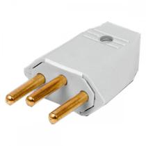 Pino Macho Perlex 2P+T 10A Cinza 1043 - Kit C/10 Unidades