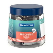 Pino Macho Tramontina 2P+T 20A Preto/Branco Pote - Embalagem com 20 Unidades