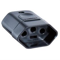 Pino Plug FêmeaTramontina 2P+T 10A Preto Embalagem com 10 Unidades