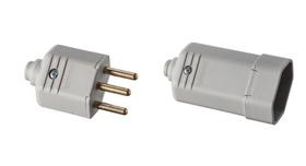 Pino plug macho + femea 2p+t ou 2p 10a cinza margirius