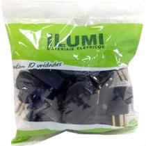 Pino Prensa Cabo Ilumi Gigante 2 Polos+Terra 10A Preto 1418Pct - Kit C/10 Pino Prensa Cabo Ilumi Gigante 2 Polos+Terra 10A Preto 1418Pct - Kit C/10