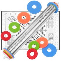 Pino rolante de aço inoxidável BIDFUL com anéis de espessura e tapete Pino rolante de aço inoxidável BIDFUL com anéis de espessura e tapete