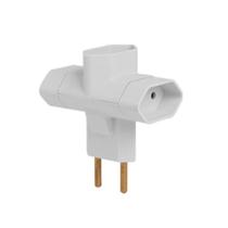 Pino Tomada Bipolar 3 Saídas Tipo T 2p 10a Branco Ilumi Pino Tomada Bipolar 3 Saídas Tipo T 2p 10a Branco Ilumi