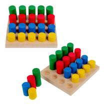 Pinos de Encaixe Coloridos Brinquedo Educativo Madeira Carlu 4 anos Pinos de Encaixe Coloridos Brinquedo Educativo Madeira Carlu 4 anos