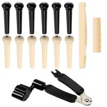 Pinos de Ponte para Guitarra Acústica com Kit de Ferramentas 3 em 1