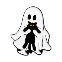 Pins De Esmalte, Broches E Distintivos De Lapela Com Temas De Gato Fantasma Branco, Abóbora E