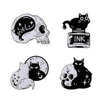 Pins De Esmalte, Broches E Distintivos De Lapela Com Temas De Gato Fantasma Branco, Abóbora E
