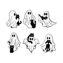 Pins De Esmalte, Broches E Distintivos De Lapela Com Temas De Gato Fantasma Branco, Abóbora E