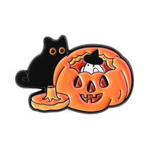 Pins De Esmalte, Broches E Distintivos De Lapela Com Temas De Gato Fantasma Branco, Abóbora E