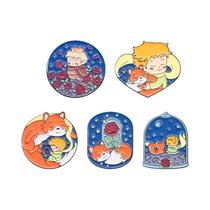 Pins De Esmalte De Desenho Animado Com Temas De Raposa, Rosa, Lua, Estrela E Baleia Para Crianças E