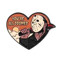 Pins De Esmalte De Personagens De Filmes De Terror De Halloween, Broches De Metal De Monstros E