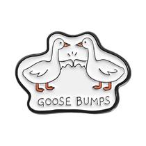 Pins De Esmalte Engraçados Goose Bumps, Broches Personalizados De Animais De Desenho Animado Para