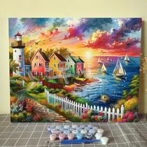 Pinte por números Paisagem colorida da cidade litorânea de Tucocoo