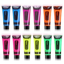 Pintura corporal BKPPLZP 12 peças que brilham em cores neon escuras Pintura corporal BKPPLZP 12 peças que brilham em cores neon escuras