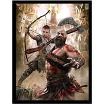 Pintura decorativa God Of War 3 30x40cm com moldura preta
