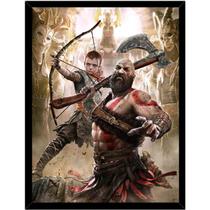 Pintura decorativa God Of War 30x40cm Moldura de madeira
