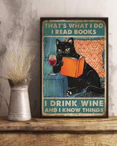 Pintura em ferro: gato vintage, leio livros, bebo vinho, 20x30cm Pintura em ferro: gato vintage, leio livros, bebo vinho, 20x30cm