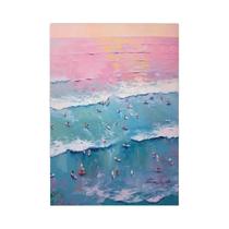 Pintura Em Tela De Pessoas Minúsculas Nadando No Oceano, Arte De Parede Moderna Minimalista Para