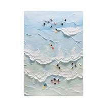 Pintura Em Tela De Pessoas Minúsculas Nadando No Oceano, Arte De Parede Moderna Minimalista Para