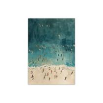 Pintura Em Tela De Pessoas Minúsculas Nadando No Oceano, Arte De Parede Moderna Minimalista Para
