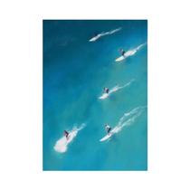 Pintura Em Tela De Pessoas Minúsculas Nadando No Oceano, Arte De Parede Moderna Minimalista Para