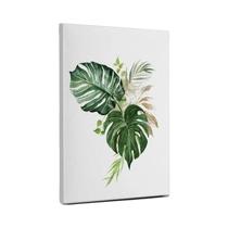 Pintura Em Tela Minimalista Com Folhas Verdes E Moldura, Arte Moderna Para Decoração De Sala De