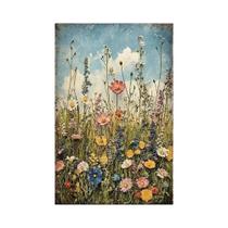 Pintura Em Tela Vintage Floral Botânica De Flores Silvestres De Primavera, Arte De Parede