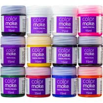 Pintura Facial Líquida 12 Cores Sortidas 15ML Caixa com 12 Unidades