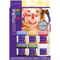 Pintura Facial Líquida KIDS 6 Cores + Pincel + Glitter Pintura Facial Líquida KIDS 6 Cores + Pincel + Glitter