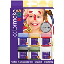 Pintura Facial Líquida KIDS 6CORES+PINCEL+GLI - Colormake