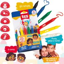 Pintura Facil Giz de Rosto Infantil 6 Cores Lavável Pintura Facil Giz de Rosto Infantil 6 Cores Lavável