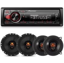 Pioneer Rádio MP3 Mvh-s218bt Bluetooth Spotify Usb + 02 Jbl 5 Pol 5trfx50 100w Rms + 02 Jbl 6 Pol 6trfx50 100w Rms