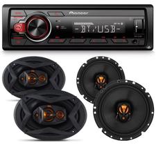Pioneer Rádio MP3 Mvh-s218bt Bluetooth Spotify Usb + 02 Jbl 6 Pol 6trfx50 100w Rms + 02 Jbl 6x9 Pol 69qdfx100 200w Rms
