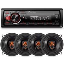 Pioneer Rádio MP3 Mvh-s218bt Bluetooth Spotify Usb + 04 Jbl 5 Polegadas 5trfx50 200w Rms Total