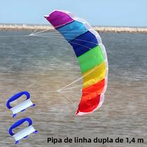 Pipa Arco-Íris Parafoil Dupla Linha 1.4m - Com Alça e Corda para Diversão na Praia Pipa Arco-Íris Parafoil Dupla Linha 1.4m - Com Alça e Corda para Diversão na Praia