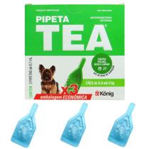 Pipeta Antipulgas Tea 0,7ml Promo 3un Cães 0,6kg - 5kg Konig Pipeta Antipulgas Tea 0,7ml Promo 3un Cães 0,6kg - 5kg Konig