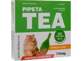 Pipeta Antipulgas Tea Gatos 4,1Kg Até 8Kg Combo 3 Pipetas - Konig
