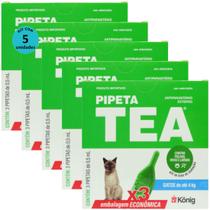 Pipeta Tea 0,5 ml Antiparasitário Contra Pulgas P/ Gatos de até 4 Kg C/ 3 unid. Kit C/ 5 Cxs