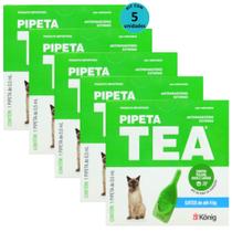 Pipeta Tea 0,5 ml Antiparasitário Contra Pulgas para Gatos de até 4 Kg - König Kit Com 5 - Konig