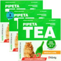 Pipeta Tea 1,0 ml Antiparasitário Contra Pulgas P/ Gatos de 4,1 até 8 Kg C/ 3 unid. Kit C/ 3 Cxs - Konig