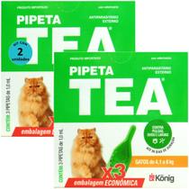 Pipeta Tea 1,0 ml Antiparasitário Contra Pulgas Para Gatos de 4,1 até 8 Kg Com 3 unid Kit Com 2 Cxs