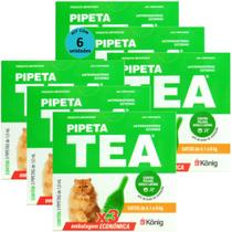 Pipeta Tea 1,0 ml Antiparasitário Contra Pulgas Para Gatos de 4,1 até 8 Kg Com 3 unid Kit Com 6 Cxs
