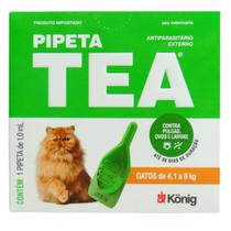 Pipeta Tea 1,0 ml Antiparasitário Contra Pulgas para Gatos de 4,1 até 8 Kg - König