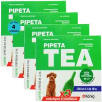 Pipeta Tea 1,3 ml Antiparasitário Contra Pulgas Para Cães de 5,1 até 10 Kg Com 3 unid Kit Com 4 Cxs
