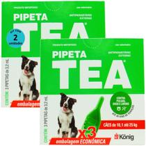 Pipeta Tea 3,2ml Antiparasitário Contra Pulgas Para Cães de 10,1 até 25 Kg Com 3 unid Kit Com 2 Cxs